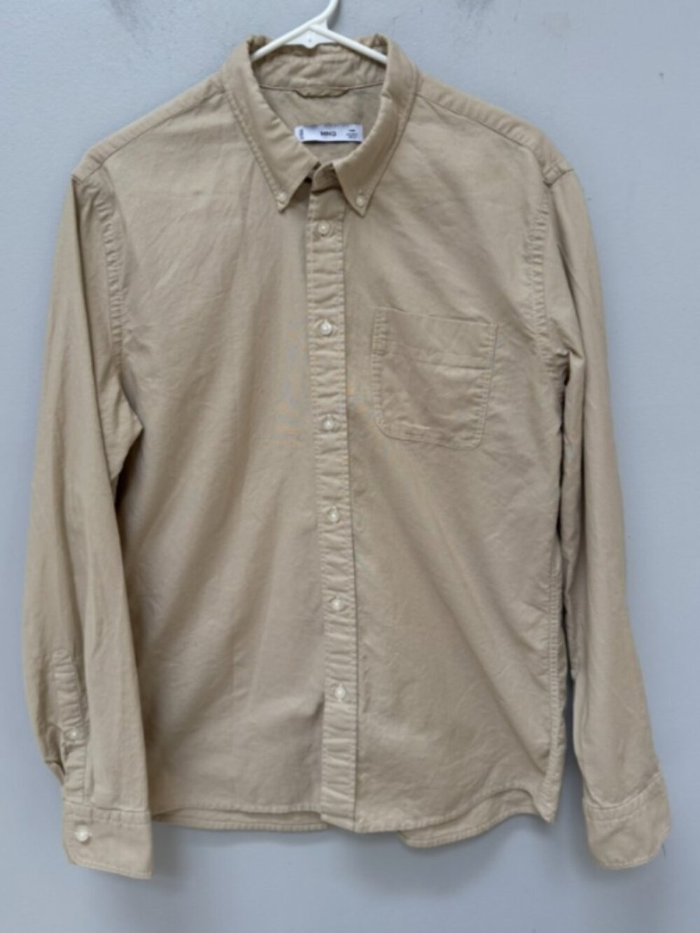 Mango Tan Slim Fit Long Sleeve Button Up Shirt in Medium
